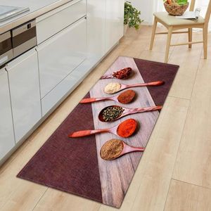 Tapis Nordic Cuisine Tapis Gris Assaisonnement Alimentaire Tomate Cuillère Imprimer Accueil Entrée Paillasson Couloir Tapis De Sol Balcon Anti-dérapant Long Tapis