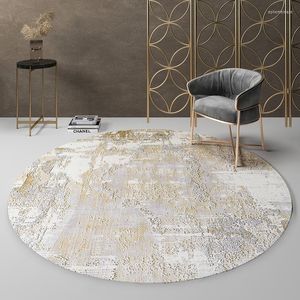 Alfombras Nordic Light Luxury Gradient Round Carpet Modern Minimalist Living Room Coffee Table Floor Mat Balcón Silla StudyCarpets