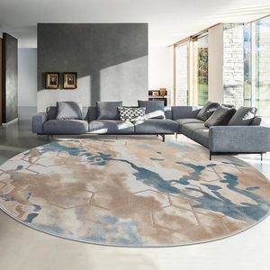 Tapis rond d'art moderne nordique pour salon, maison, chambre à coucher, épais en polypropylène, chaise d'ordinateur, tapis de sol