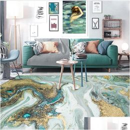 Tapijten Noordelijke moderne blauw groen abstract zeewater gouden keuken woonkamer slaapkamer bedekt tapijt drop levering home tuin texti dhlyyyyy