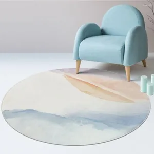 Tapijten Noordse Morandi Ronde tapijt woonkamer decoratie niet -slipruimte vloerkleden abstracte inkt printstoel kussen slaapkamermat