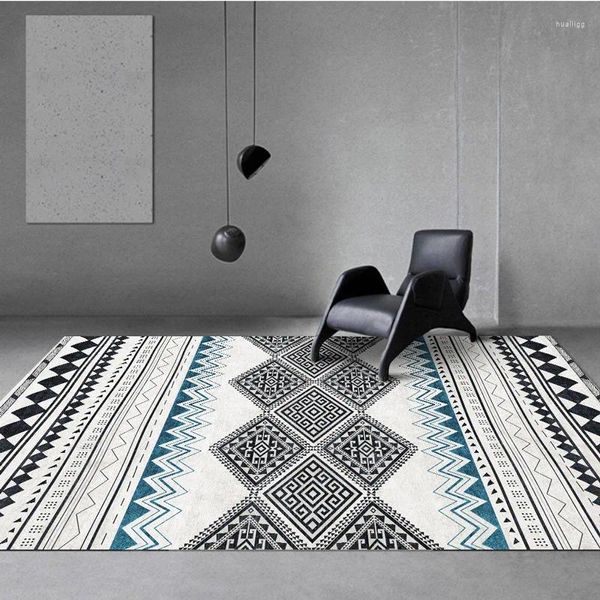Carpets Nordic Marocain Style Imprimé Carpet Home Flannel Light Luxury Living Room Floor Mat de sol