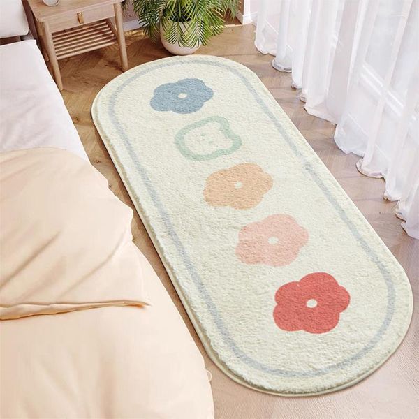 Alfombras Nordic Oval Alfombra larga Dormitorio antideslizante Área de cabecera Alfombra Linda Fluffy Soft Habitación para niños Alfombra de piso Decoración de la mesa de estar