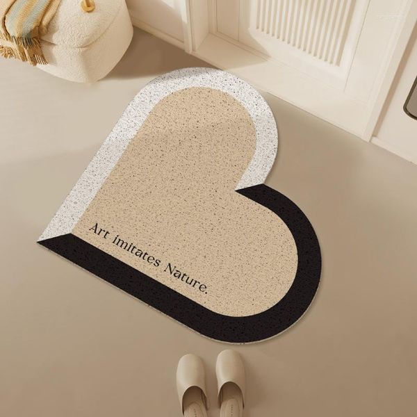 Tapis nordique PVC antidérapant PU boucle paillasson couloir tapis imperméable salle de bain tapis coeur forme entrée porte tapis porche sol