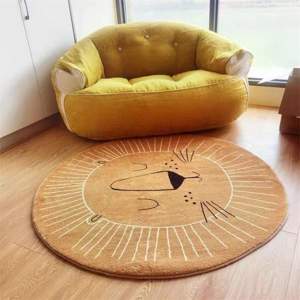 Tapis Nordic Round Carpet Children s Room Flooring Decoration Cute Playmat Cartoon Bedside Couverture en peluche Baby Play Crawling Mats 220906