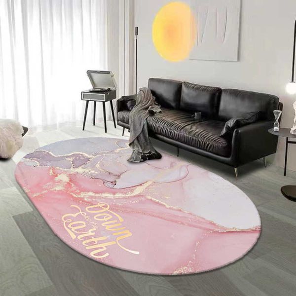 Tapis Nordique Simple tapis marbre salon tapis décoration de la maison ovale étude canapé Table basse tapis lumière luxe chambre chevet tapis W0413