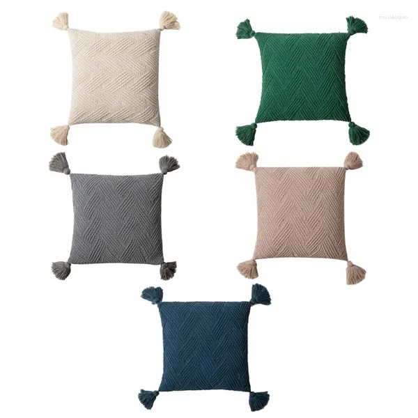 Carpets Nordic Colomb Color Throw Oreiller pour boîtier avec des glands Câble Câble Chenille tricoté Coussin carré décoratif