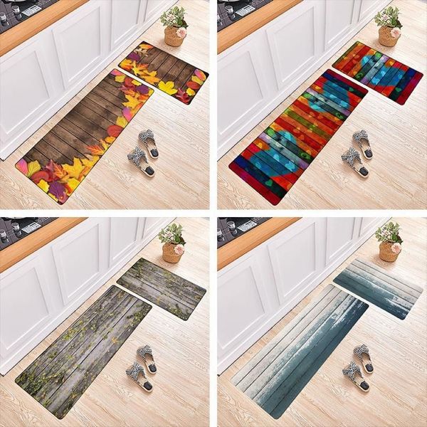 Tapis nordique de style nordique tapis absorbant balcon de plancher non glissant simple tapis d'épissage en bois motif 225o
