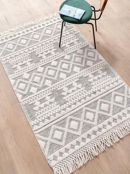 Tapis nordique laine tissé tapis Vintage fait main tapis de sol maroc pour salon chambre chevet canapé Table basse tapis