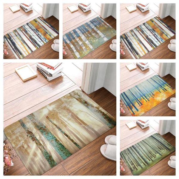 Tapis peinture à l'huile automne rétro feuille Texture tapis de sol pour salons anti-dérapant cuisine salle de bain tapis entrée paillasson