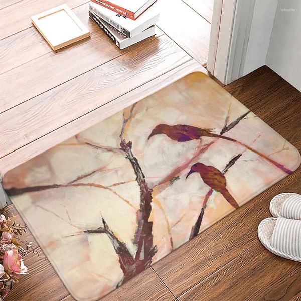 Alfombras pintura al óleo de pájaro rosa alfombra de alfombra alfombras de baño alfombras de baño absorbente alfombra antidesliz
