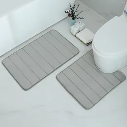 Carpets Olanly 2pc Bath Mat Set Absorbants Rectangle Rectangle Chapine de douche non glissée Taflettes de toilette en forme de U Decoration Soft Memory Molon