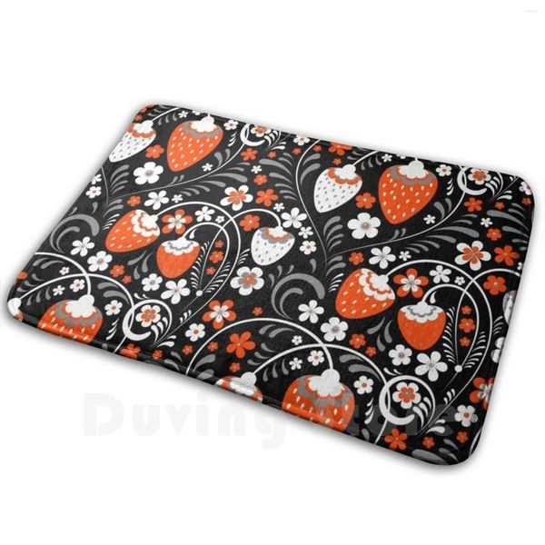 Ornement des tapis à Khokhloma Style russe Soft non glip tapis tapis coussin de tapis baies baies de fraise