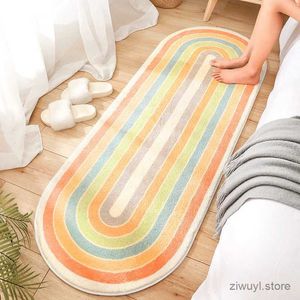 Carpets Tapis de chevet ovale Anti-slip chambre à coucher de chambre à coucher salon de la zone longue rat de géométrie tapis baby playmats alfombra