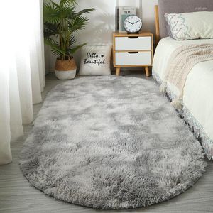 Tapis ovale pour salon, grande taille, en peluche, moelleux, chambre à coucher, lit d'enfant, tapis de pied doux et poilu, décoration de maison