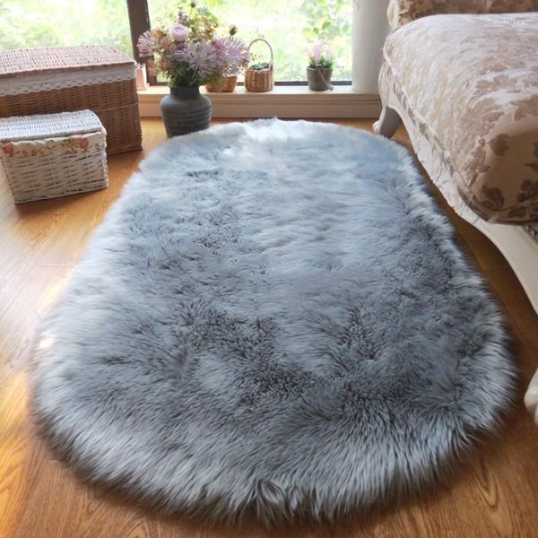 Tapis Ovale Tapis De Fourrure Chambre Épaissir Moelleux Tapis Salon Lit Vers Le Bas Des Enfants Poilu Doux Canapé Tapis De Pied Pour La Maison Accessoires