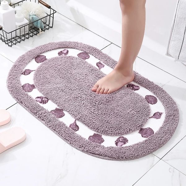 Carpets Forme ovale Tapis de bain Microfibre baignoire côté plancher des tapis de bain non glip