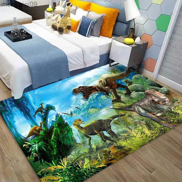 Tapis peinture dinosaures tapis enfants chambre tapis flanelle antidérapant bébé ramper jeu tapis garçon chambre décor R230731