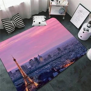 Carpets Paris Eiffel Tower France Beau tapis paillasson paysage pour le salon de salle de bain tapis de cuisine antidérapante tapis de flanelle