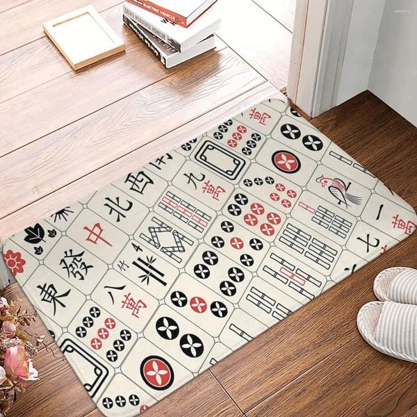 Tapis motif motif carreaux de Mahjong paillasson antidérapant tapis salon cuisine tapis extérieur intérieur décoratif