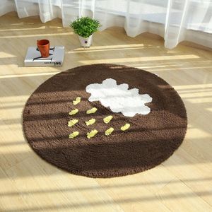 Tapis PAYSOTA pur coton doux rond tapis enfants dessin animé nuage pluie rampant tapis anti-dérapant