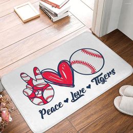 Alfombras Paz Amor Tigres Cocina Alfombra antideslizante Liga Americana Equipo de Béisbol Sala de estar Mat Entrada Puerta Felpudo Decoración Alfombra