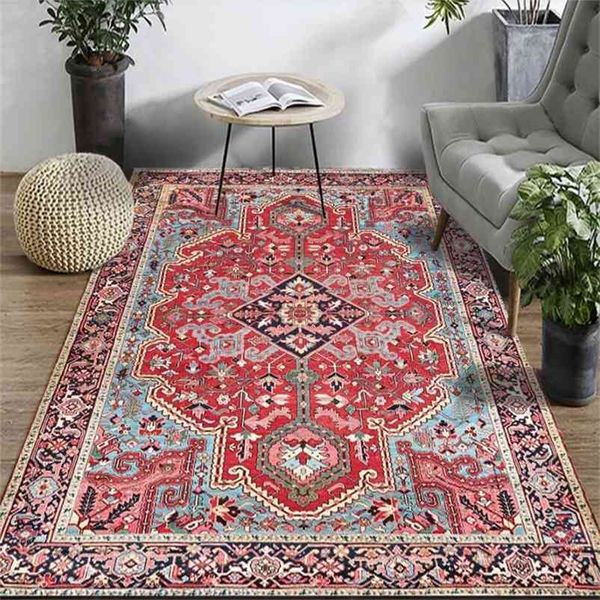 Alfombras Persa Vintage para sala de estar Mat de dormitorio Área antideslizante Alfombras Absorbentes Boho Marruecos étnico retro 210626