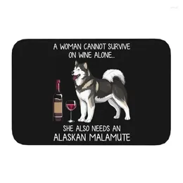 Tapijten gepersonaliseerd Alaskan Malamute en wijn grappige honden deurmat mat anti-slip liefhebbers dier keuken bad woonkamer tapijt tapijt