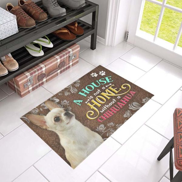 Tapis Pet Dog Chihuahua Bienvenue Tapis 3D Graphics Paillasson Absorbant Antidérapant Tapis Salle De Bains Décor À La Maison Cuisine Tapis Drop