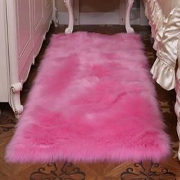 Tapijten roze kleur Schapenvacht Stoelhoes 17 Kleuren Warm Harig Wollen Tapijt Zitkussen Lange Huid Bont Effen Pluizige Karpetten Wasbaar