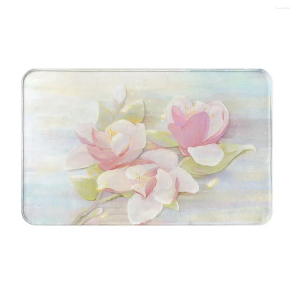 Tapis Rose Fleur Mignon Dessin Animé Paillasson Tapis Tapis Tapis Tapis De Bain Polyester Anti-dérapant Entrée Cuisine Chambre Lavable Poussière