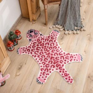 Tapijten roze imitatie luipaardpatroon tapijt antislip antislipmat wasbaar dierenprint tapijt voor woonkamer slaapkamer