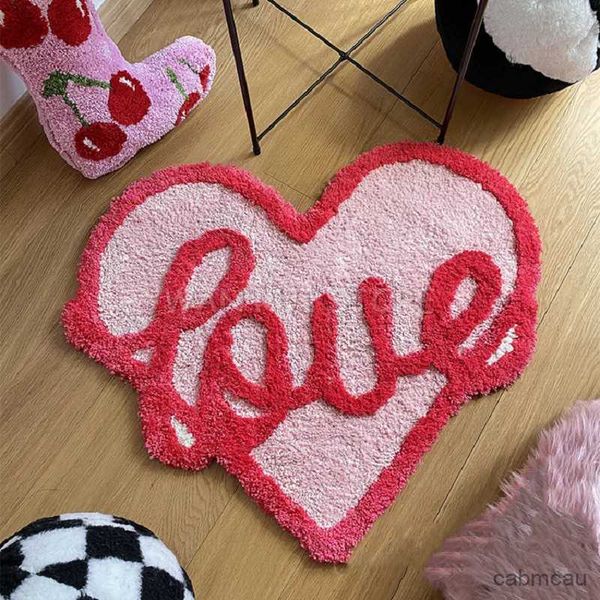 Tapis rose amour tufting tapis décoratif flocage Alfombra moelleux doux amour tapis pour fille chambre salon tapis décor chaud