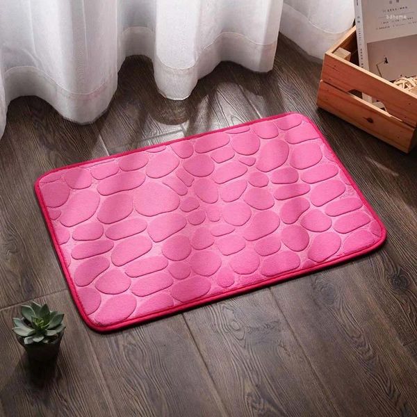 Tapis Tapis rose Tapis antidérapant Pavé en relief Salle de bain Baignoire dans le lavabo Baignoire Tapis de sol latéral Salle de douche Paillasson Mousse à mémoire de forme