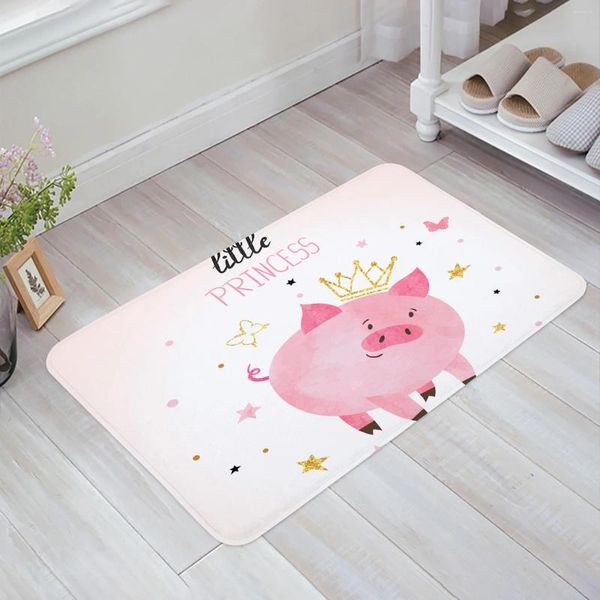 Tapis rose piggy princesse aquarelle fille de cuisine de cuisine nat de sol décor du salon de la maison du couloir de la maison