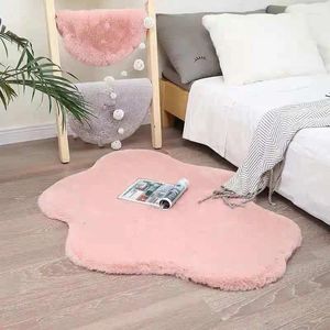Tapis rose moquette moelleuse pour chambre à coucher un tapis de fourrure blanc espace salon à fourrure
