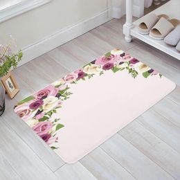 Tapis de sol en forme de fleur de Rose, pour porte d'entrée, salon, cuisine, antidérapant, paillasson de salle de bain, décoration de maison