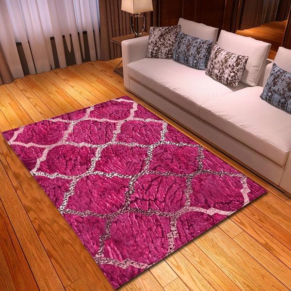 Alfombras con estampado 3D de rayas rosas, alfombra decorativa para dormitorio infantil, alfombra antideslizante para habitación de niños, juego de bebé, alfombra antideslizante para gatear, cocina, hogar
