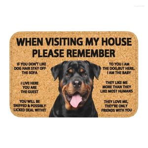 Tapis N'oubliez pas les règles de la maison des chiens Rottweiler Tapis de porte d'entrée Anti-dérapant Intérieur Paillasson imperméable Tapis d'entrée de bain Tapis