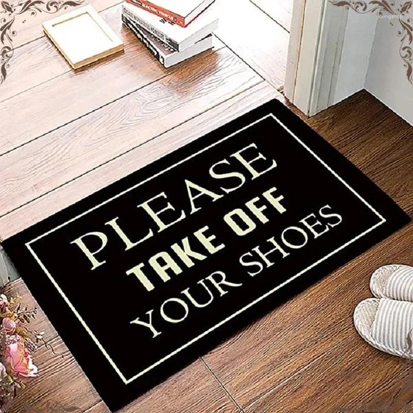 Tapis s'il vous plaît enlevez vos chaussures Doormat Luxury Decorations Home Decorations Indoor Mats d'entrée Tapis Flanelle Porte d'entrée Flanelle