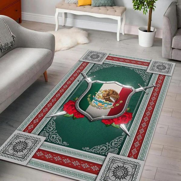 Alfombras PLSTAR Cosmos México Royal Aztec Est Alfombra única 3D Impreso Habitación Mat Piso Regalo Antideslizante Alfombra grande Decoración del hogar