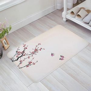 Tapis Plum Fleur Rose Papillon Style Chinois Anti-dérapant Tapis De Bain Salle De Bain Cuisine Chambre Tapis De Sol Intérieur Doux Entrée Paillasson