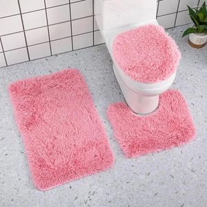 Tapijten pluche badkamer mat absorberend kussen luxueus zacht vloerkleed set badtrio voor douche non-slip