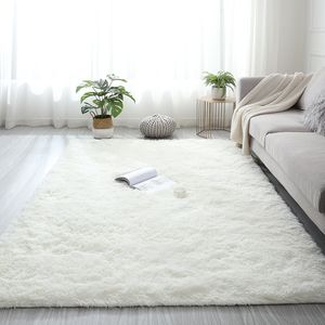 Carpets Plush Carpet Suitable For Living Room White Soft Fluffy Carpets Bedroom Bathroom Non-slip Thicken Floor Mat Teen Room Decoration 230904