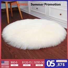 Tapis en peluche tapis rond en peau de mouton rose salon décor à la maison chambre coussin de sol tapis pour chambre zone blanche tapis de fourrure shaggy 230828