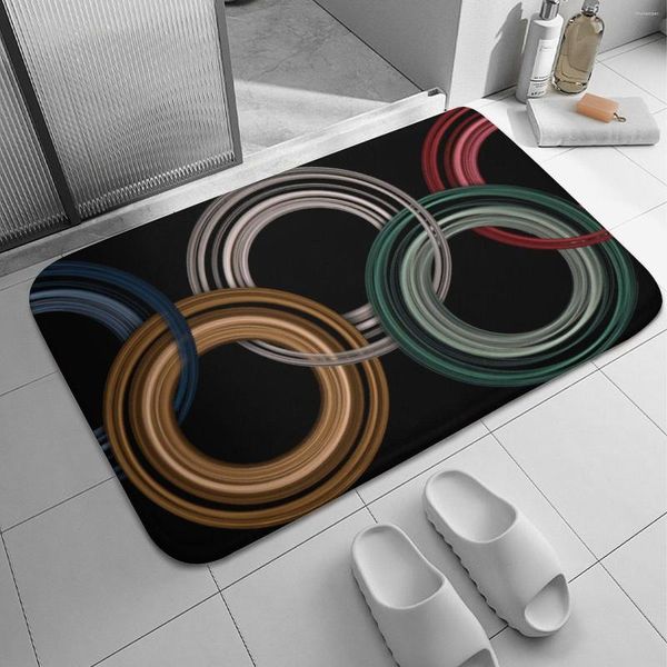 Tapis Polyester paillasson tapis tapis tapis repose-pieds anti-dérapant poussière entrée cuisine chambre balcon dessin animé couleur cinq anneaux