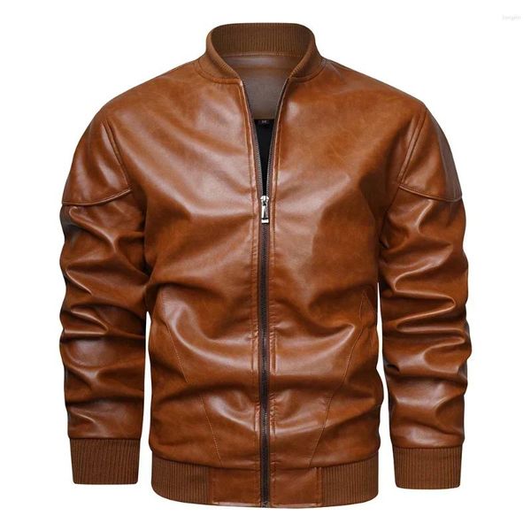 Carpets Pu Leather veste hommes Soft Faux Motorcycle Biker Mashing Masher Bomber Pockets Clothets B01587