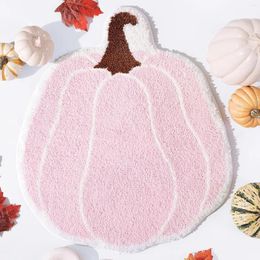 Tapis citrouille tapis rose décor mignon automne décoration de la maison Halloween fête noir orange tapis de bain doux H