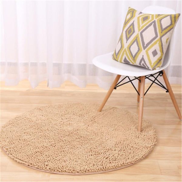 Tapis couleur Pure microfibre Chenille tapis rond chaise d'ordinateur Yoga tapis de porte salle de bain maison étage Multi Zone utilisation décor