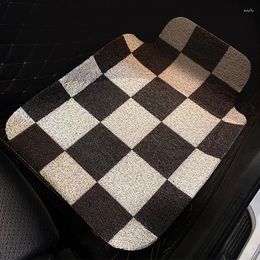 Tapis PVC Cuttable Tapis de voiture Noir Blanc Grilles Tapis Tapis Tapis Zone Anti-poussière Protection de sol Chaussures Pad Bienvenue Paillasson Tidy Décor